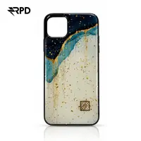 iPhone 14 Plus - TC Case D52 Hülle Golden Wave, Blau-Weiss mit goldenen Akzenten – Bild 1
