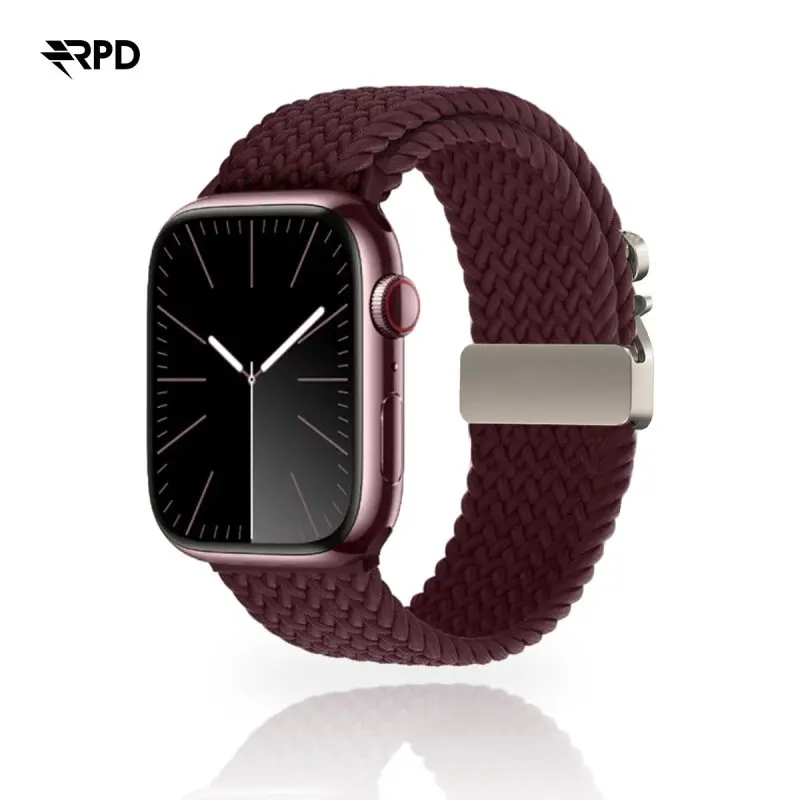 RPD Vela Sportarmband Nylon Geflochten Parachute für Apple Watch 38/40/41/42mm - Weinrot