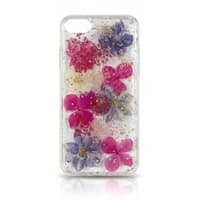 iPhone 6 / 7 / 8 - Custodia con fiori veri e accenti dorati, rosa-viola – Bild 1