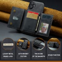 iPhone 7/8/SE 2020/SE 2022 - Custodia posteriore DC.MING, look pelle, slot per carte e chiusura magnetica, custodia protettiva, nero – Bild 9