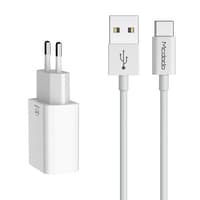 Mcdodo - Set di caricabatterie da viaggio a doppia uscita USB (2x USB-A + cavo da USB-A a USB-C), bianco – Bild 1