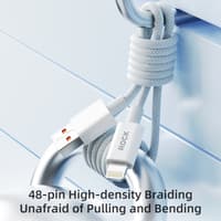 ROCK Z20 Câble USB-A vers Lightning 100 cm - Câble de charge rapide et de données 2.4A, blanc, tissé – Bild 7
