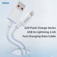 ROCK Z20 Câble USB-A vers Lightning 100 cm - Câble de charge rapide et de données 2.4A, blanc, tissé – Bild 5