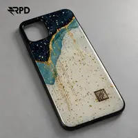 iPhone 14 Plus - TC Case D52 Hülle Golden Wave, Blau-Weiss mit goldenen Akzenten – Bild 3