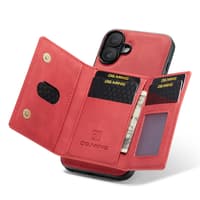 iPhone 13 Mini - DG.MING Back Case, aspect cuir, porte-cartes & fermeture magnétique, Housse de protection, Rouge – Bild 6