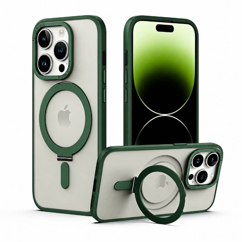 iPhone 15 Pro - Magsafe Stand Etui dunkelgrün