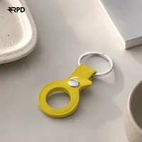 AirTag Schlüsselanhänger - RPD Echtleder-Schlaufe mit Druckknopf, Gelb – Bild 3
