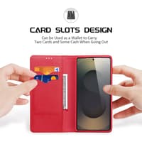Samsung Galaxy S25 Edge- Custodia DUX Hivo Series, rossa, in ecopelle – Bild 2