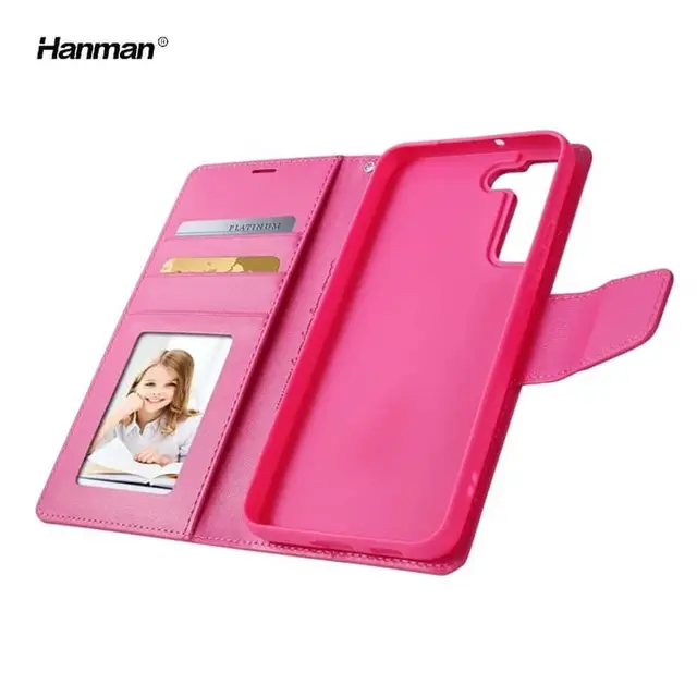 Samsung Galaxy S9 Plus - Hanman Mill Flip Case mit 3 Kartenfächern, pink