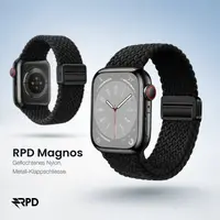 RPD Magnos Magnet Armband Nylon Geflochten für Apple Watch 44/45/46/49mm - Schwarz – Bild 5