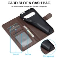 Google Pixel 10 / 10 Pro - LC.IMEEKE Wallet Etui mit 3 Kartenfächern & Magnetverschluss, Braun – Bild 3