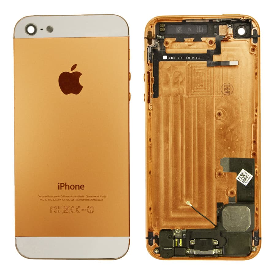 Apple iPhone 5 Backcover gold/weiss mit Logo, neu, original