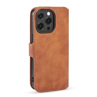 iPhone 13 Pro - DG.MING Vintage Flip Case, 3 Kartenfächer, Magnetverschluss, Leder-Optik, kamelbraun – Bild 5