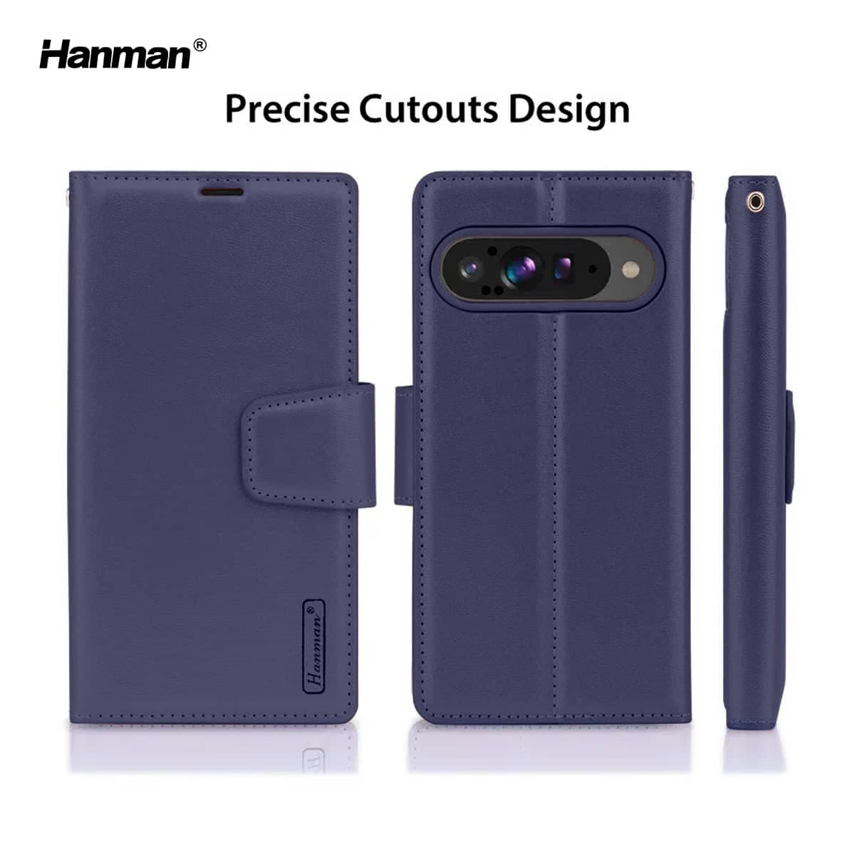 Google Pixel 10 Pro XL - Hanman Mill Flip Case mit 3 Kartenfächern, blau – 2