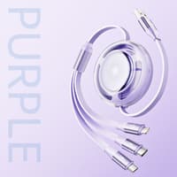 Rock L10 Honeycomb 3in1 data cable - Micro-USB, USB-C, Lightning, Purple – Bild 2