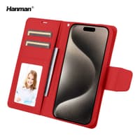 Apple iPhone 7/8/SE (2020/2022) - Custodia Hanman Mill Flip con 3 scomparti per carte, rosso – Bild 1