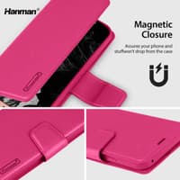Google Pixel 10 Pro XL - Hanman Mill Flip Case mit 3 Kartenfächern, Pink – Bild 5