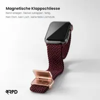 RPD Magnos Magnet Armband Nylon Geflochten für Apple Watch 44/45/46/49mm - Weinrot – Bild 3