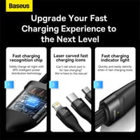 Baseus Flash Series Ⅱ One-for-three Fast Charging Cable Type-C to M+L+C 100W 1.5m schwarz (CASS030201) – Bild 5