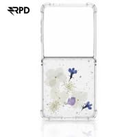 Samsung Galaxy Z Flip 7 - Cover with real flowers and silver accents, blue – Bild 1