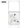 Samsung Galaxy Z Flip 7 - Cover with real flowers and silver accents, blue