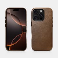 iPhone 16 Pro - iCarer Oil Wax Premium Genuine Leather with Magsafe Case Light Brown (WMI16240724-DB) – Bild 1