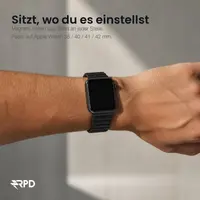 RPD Aurum Lederarmband Magnet Premium für Apple Watch 38/40/41/42mm - Schwarz – Bild 4