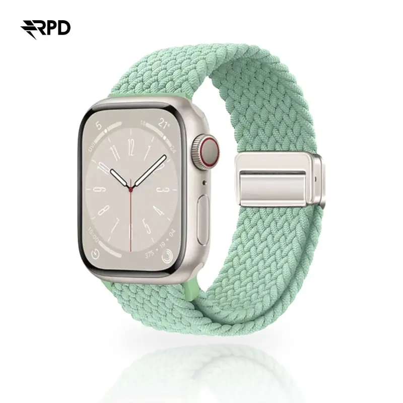 RPD Magnos Magnet Armband Nylon Geflochten für Apple Watch 44/45/46/49mm - Salbeigrün