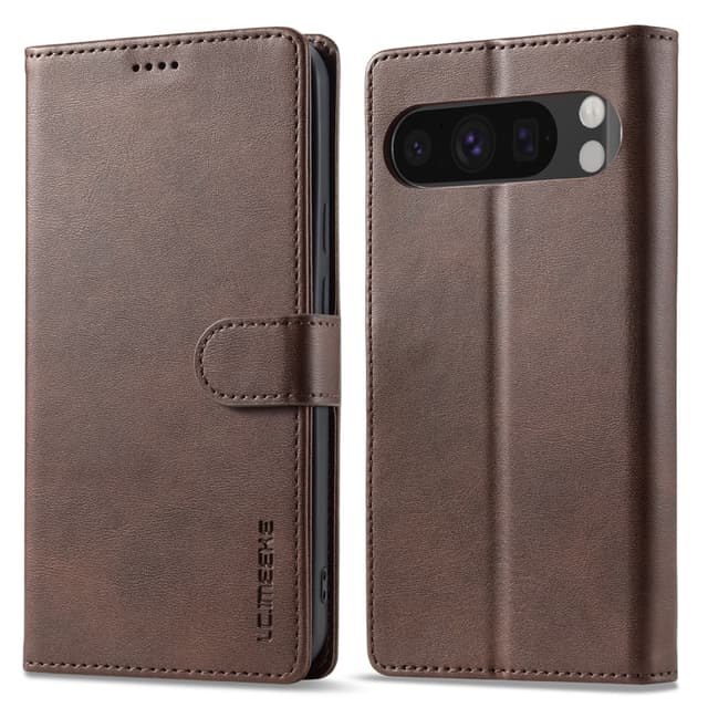 Google Pixel 9A - LC.IMEEKE Wallet Etui mit 3 Kartenfächern & Magnetverschluss, braun
