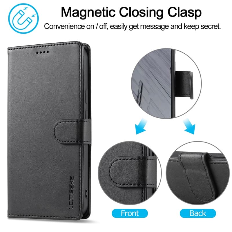 Google Pixel 10/10 Pro - LC.IMEEKE Wallet Etui mit 3 Kartenfächern & Magnetverschluss, schwarz – 4