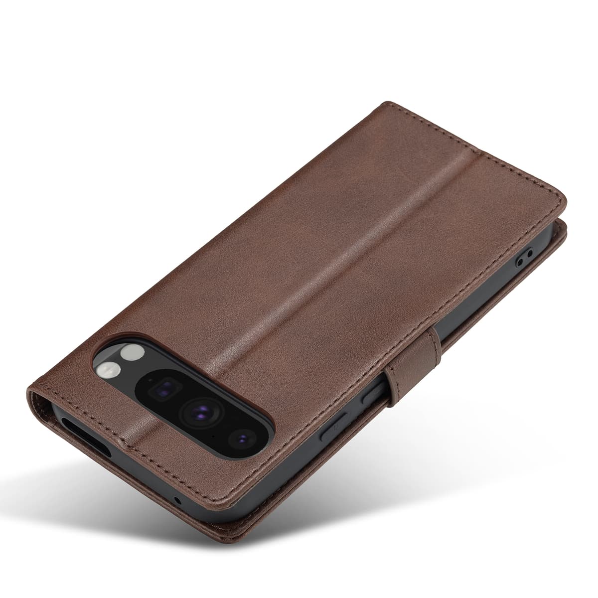 Google Pixel 9 / 9 Pro - Etui portefeuille LC.IMEEKE avec 3 emplacements pour cartes & fermeture magnétique, marron – 4