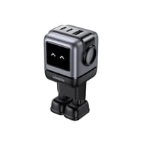 Ugreen - Uno RG 3-Port 2x USB-C 1x USB-A Robot 65W GaN Fast Charger Power Supply, Black – Bild 1