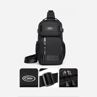 Okade - Sport Bauchtasche Dunkelgrau - Sling Bag Crossbody Shoulder Bag, Black – Bild 6
