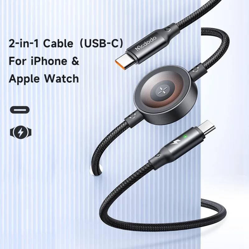 McDodo - 2 in 1 USB-C cable for iPhone & Apple Watch 60W, 1.5m, black – 3