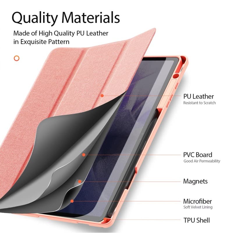 Samsung Galaxy Tab S9 - Dux Ducis Domo Series, aufstellbares Flip-Etui, Grau – 3