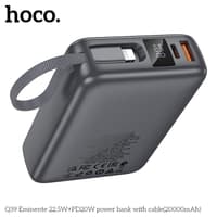 Hoco Q39 Powerbank 20000mAh, black - high-performance powerbank for smartphone and tablet with USB-C & lightning cable – Bild 2