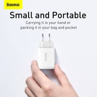 Baseus - Compact - Fast charger 2U+C, 30W EU, White (CCXJ-E02) – Bild 7