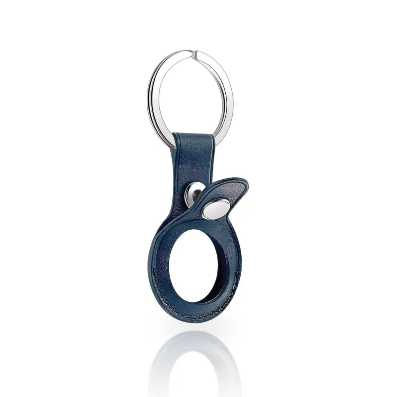 AirTag Keychain - RPD Genuine Leather Loop with Press Stud, Blue