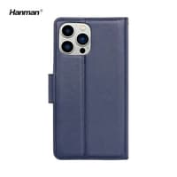 Apple iPhone 5/5S/SE 2016 - Custodia Hanman Mill Flip con 3 scomparti per carte, blu scuro – Bild 4