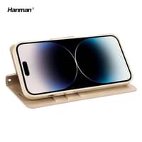Apple iPhone 13 Mini - Hanman Mill Flip Case with 3 card slots, gold – Bild 3