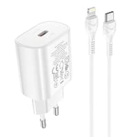 Hoco - PD25W charger set with Lightning-to-Type-C cable, compatible with iPhone, white – Bild 1