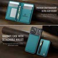 iPhone 17 Pro - Jeehood Magsafe Case, magnetic wallet and stand function, zipper, green – Bild 8