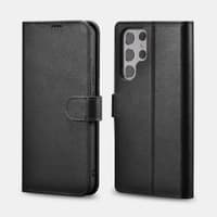 iCarer Samsung S22 Ultra Echt leather Flip Buch Case Schwarz – Bild 1