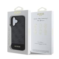 iPhone 16 - Guess PU 4G Bottom Stripe Metal Logo Case (GUHCP16SG4GLGR), Gray – Bild 6