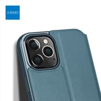 iPhone 12 / 12 Pro - X-Level FIBColor Flip Case, imitation leather, 360° all-round protection, dark green – Bild 2