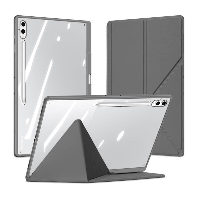 Samsung Galaxy Tab S10 FE / S9 FE / Tab S9 - Serie Dux Ducis Magi, custodia flip stand-up, grigio