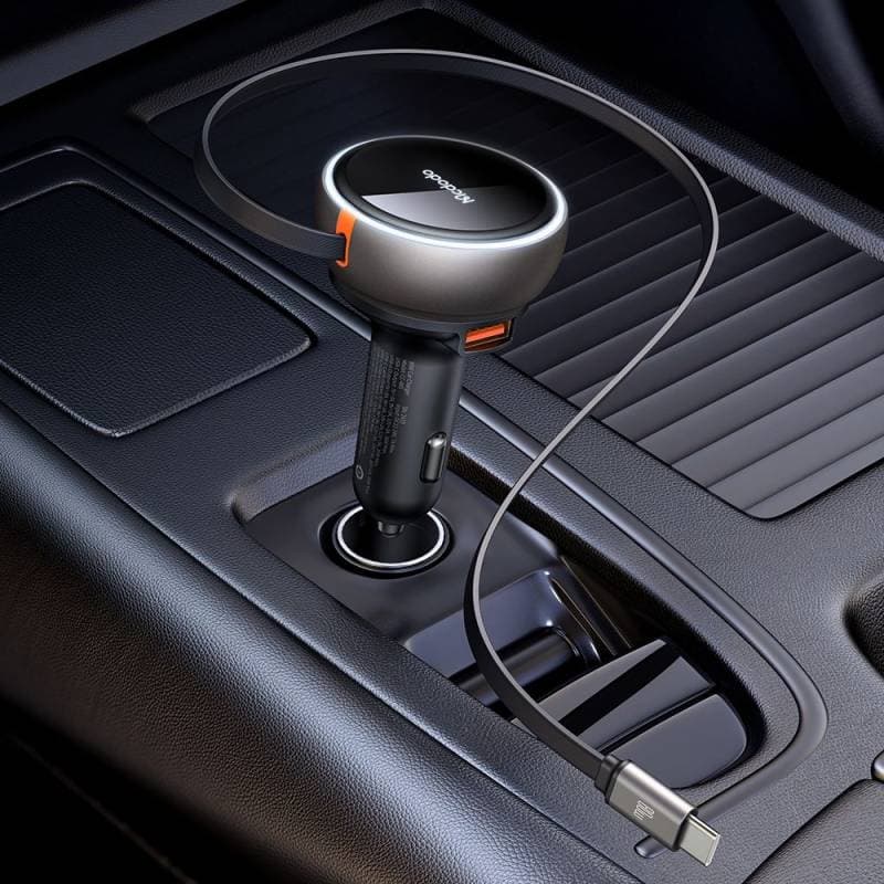 McDodo - FreeGo 80W Car Charger with Retractable Cable, Black – 2