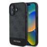 iPhone 16 - Guess PU 4G Bottom Stripe Metal Logo Case (GUHCP16SG4GLGR), Gray
