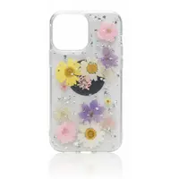 iPhone 15 Pro - Étui avec de vraies fleurs et des accents argentés, multicolore – Bild 1