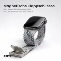 RPD Magnos Magnet Armband Nylon Geflochten für Apple Watch 44/45/46/49mm - X-Muster Rosa/Weiss/Grau – Bild 3